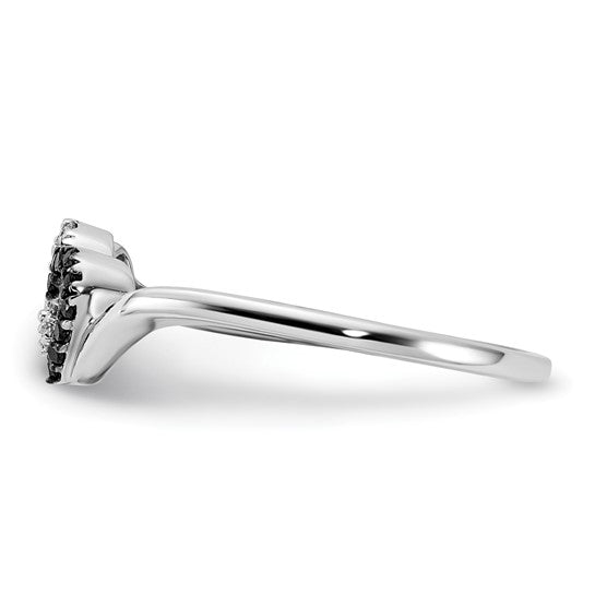 14K White Gold Black & White Diamond Double Heart Ring