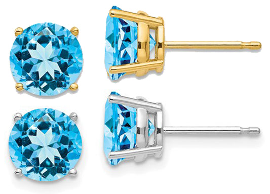 14K White Gold/Yellow Gold 1.6 Carat Round Stud Earrings