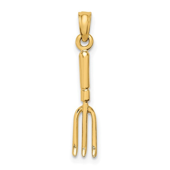 10K Yellow Gold Gardner Pitch Fork Pendant
