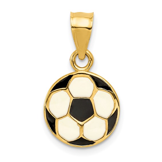 14K Yellow Gold Enameled Soccer Ball Pendant