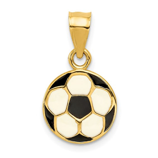 14K Yellow Gold Enameled Soccer Ball Pendant
