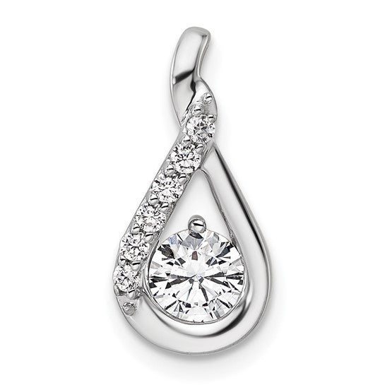 14K White Gold 5/8 Carat Diamond Tear Drop Twist Pendant