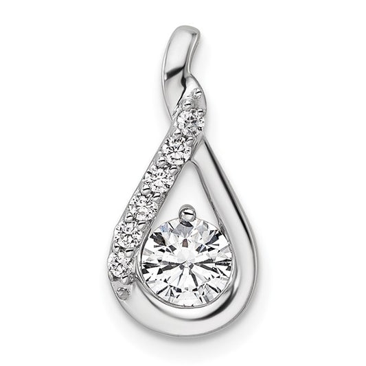 14K White Gold 5/8 Carat Diamond Tear Drop Twist Pendant