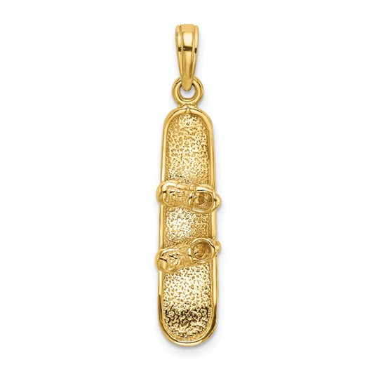 14K Yellow Gold 3D Snow Board