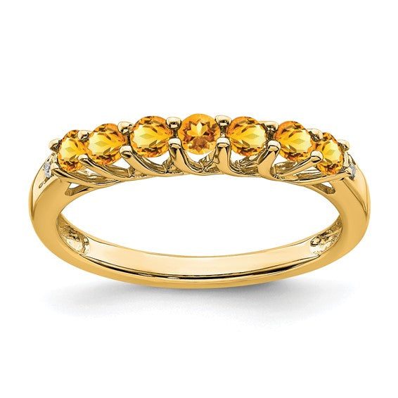 10K/14K White/Yellow Gold Natural Citrine Band Ring