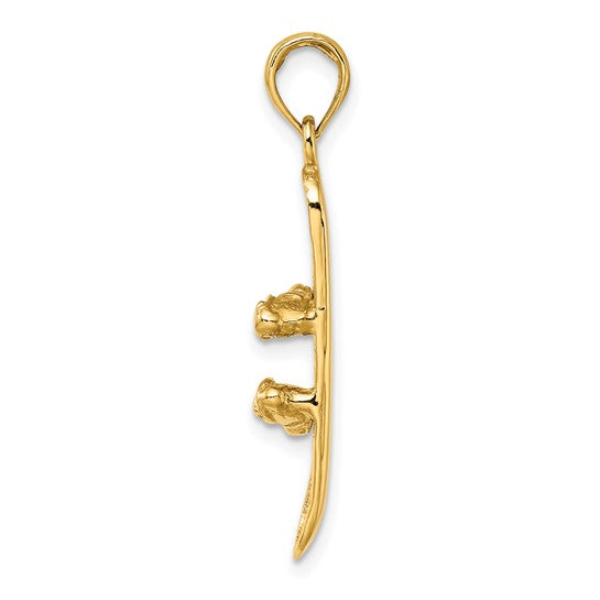 14K Yellow Gold 3D Snow Board