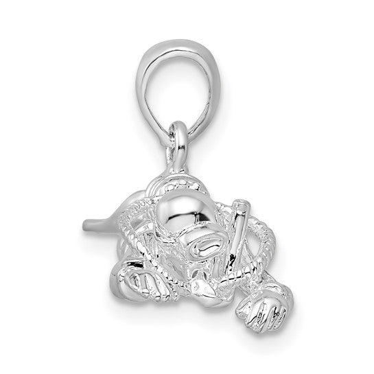 Sterling Silver Male Scuba Diver 3D Pendant