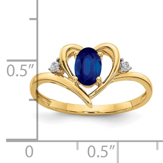 14K White Gold Yellow Gold Oval Lab Grown Sapphire Heart Ring