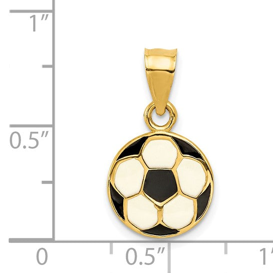 14K Yellow Gold Enameled Soccer Ball Pendant