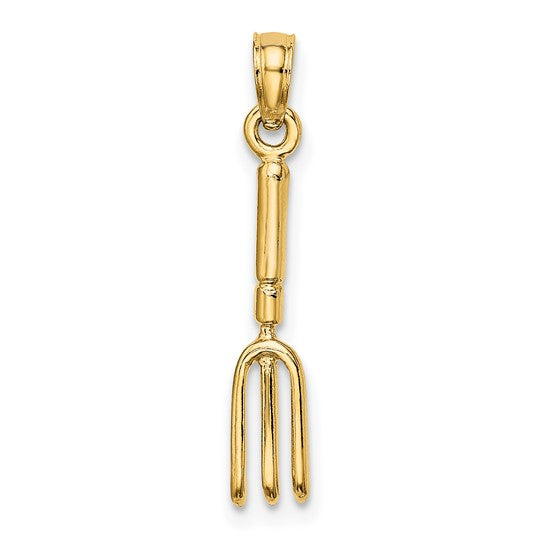 10K Yellow Gold Gardner Pitch Fork Pendant