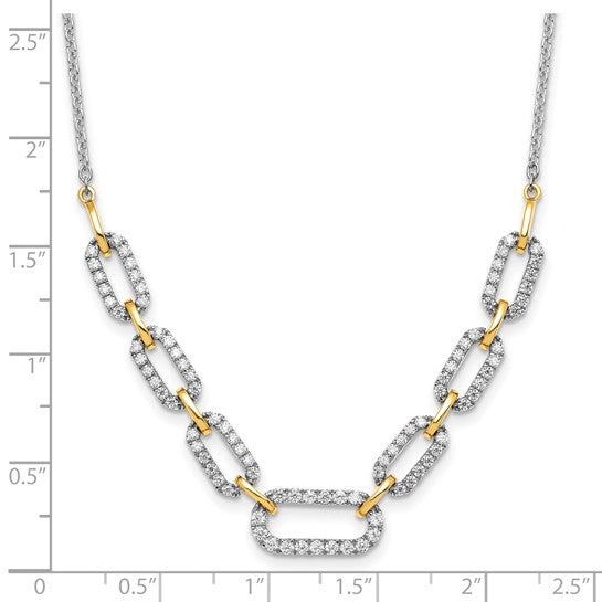 14K White Gold Two Tone 1 Carat Lab Grown Diamond Pave Paperclip Necklace