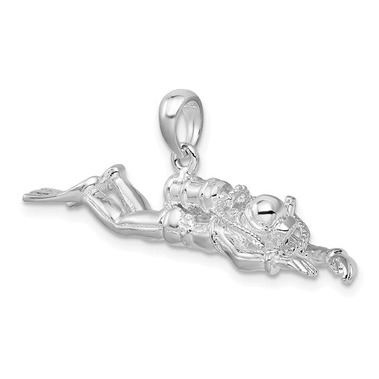 Sterling Silver Male Scuba Diver 3D Pendant