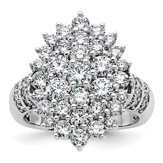 14K White Gold 2 5/8 Lab Grown Diamond Cluster Cocktail Ring