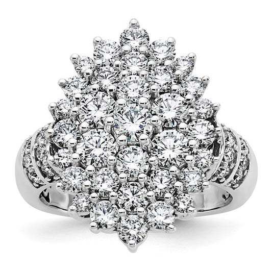 14K White Gold 2 5/8 Lab Grown Diamond Cluster Cocktail Ring