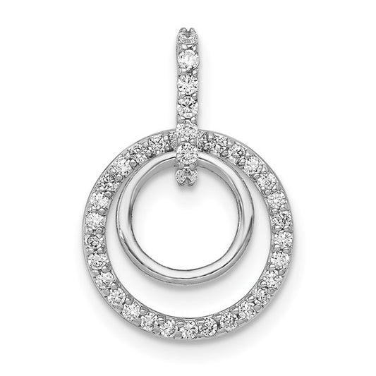 14K White Gold Double Circle Dangle 1/4 Carat Diamond Pendant