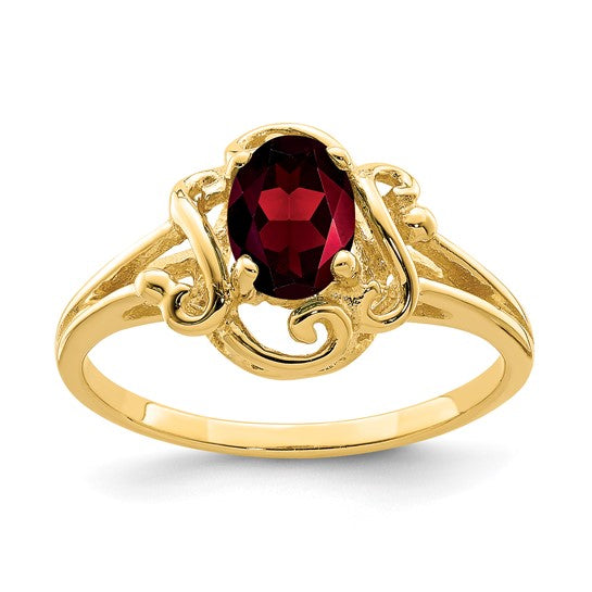14K Yellow Gold Fancy Cast 1 Carat Natural Garnet Ring