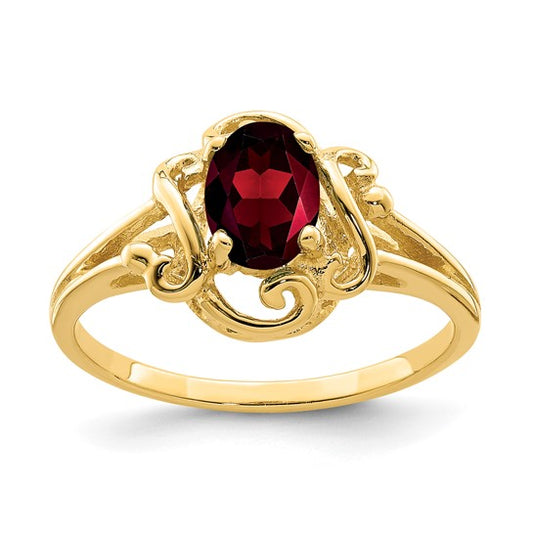 14K Yellow Gold Fancy Cast 1 Carat Natural Garnet Ring
