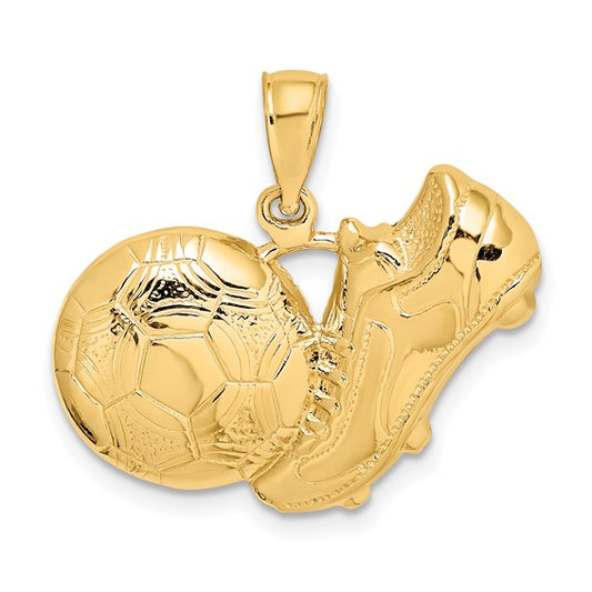 14K Yellow Gold Soccer Player Cleat Pendant