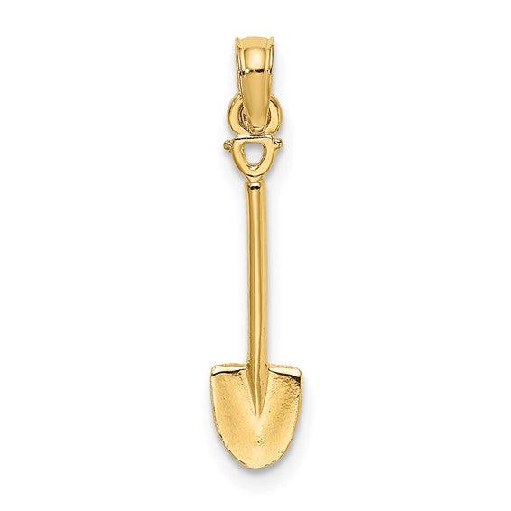 10K Yellow Gold Construction Landscaper Shovel 3D Pendant