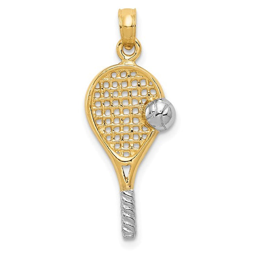 10K Yellow/White Gold Two Tone Tennis Pendant