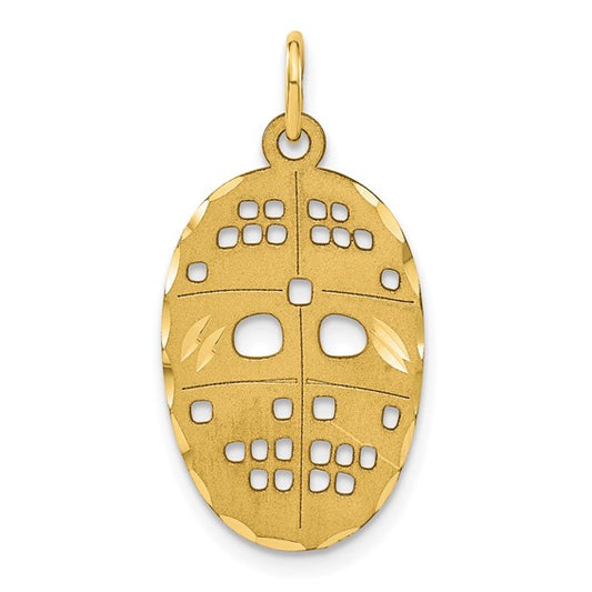 10K Yellow Gold Hockey Goalie Mask Pendant