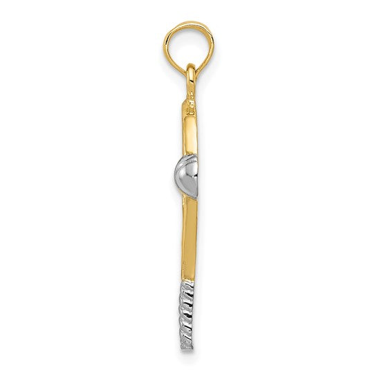 10K Yellow/White Gold Two Tone Tennis Pendant