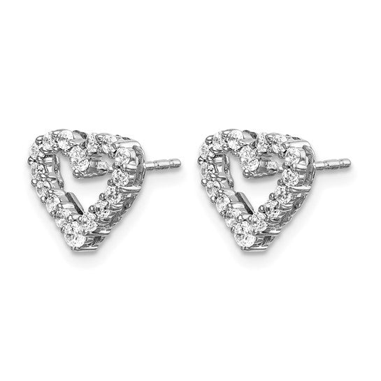 14K White Gold 1/2 Carat Diamond Heart Outline Post Earrings