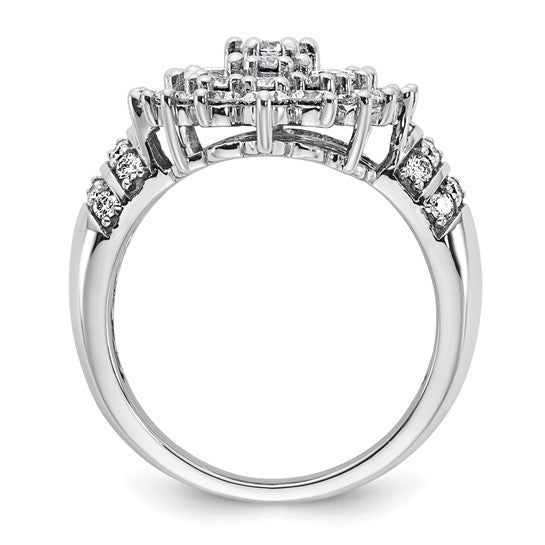 14K White Gold 2 5/8 Lab Grown Diamond Cluster Cocktail Ring