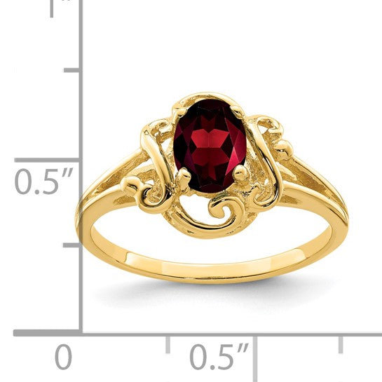 14K Yellow Gold Fancy Cast 1 Carat Natural Garnet Ring