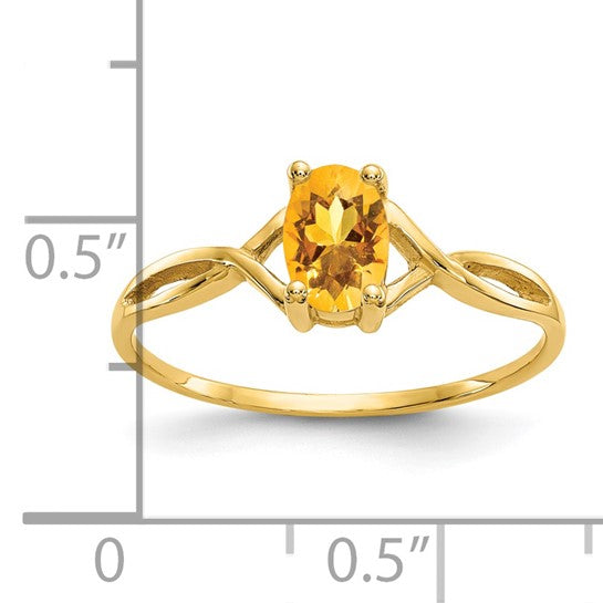 10K/14K White/Yellow Gold Oval Natural Citrine Cut Out Ring