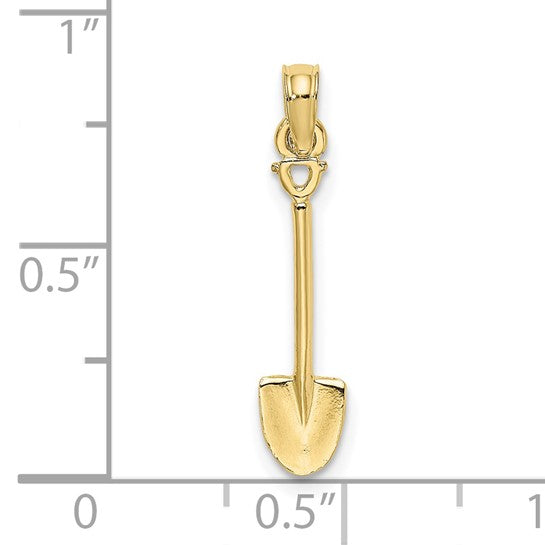 10K Yellow Gold Construction Landscaper Shovel 3D Pendant