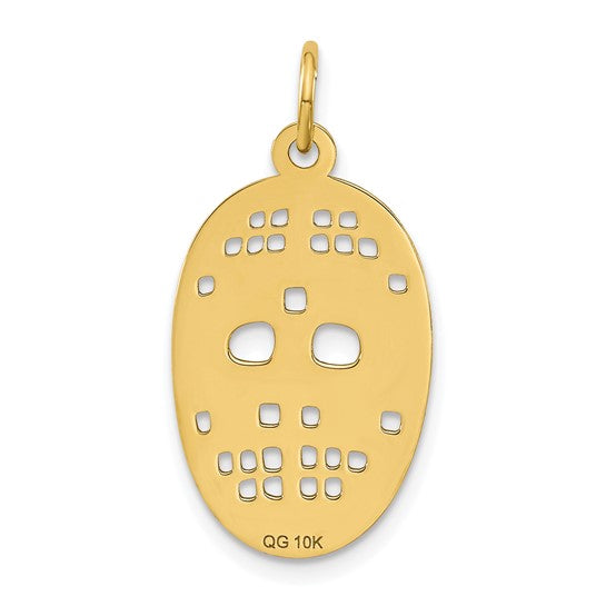 10K Yellow Gold Hockey Goalie Mask Pendant