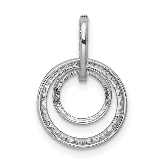 14K White Gold Double Circle Dangle 1/4 Carat Diamond Pendant