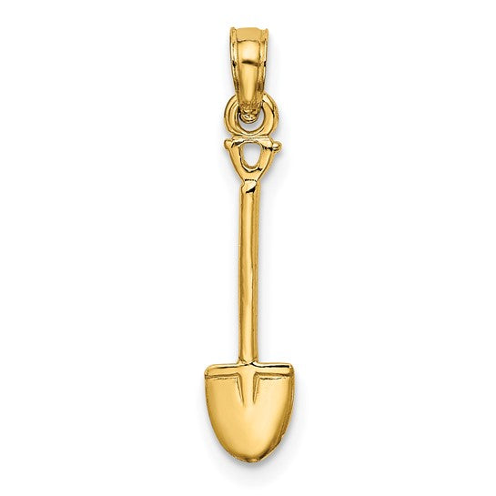10K Yellow Gold Construction Landscaper Shovel 3D Pendant