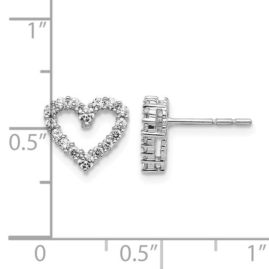 14K White Gold 1/2 Carat Diamond Heart Outline Post Earrings