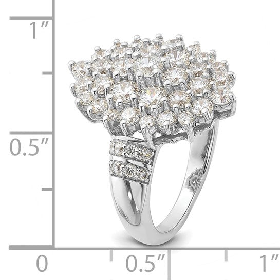 14K White Gold 2 5/8 Lab Grown Diamond Cluster Cocktail Ring