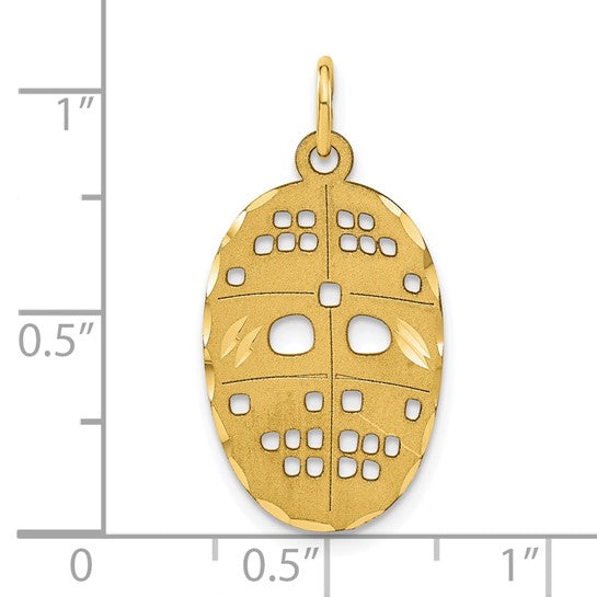 10K Yellow Gold Hockey Goalie Mask Pendant