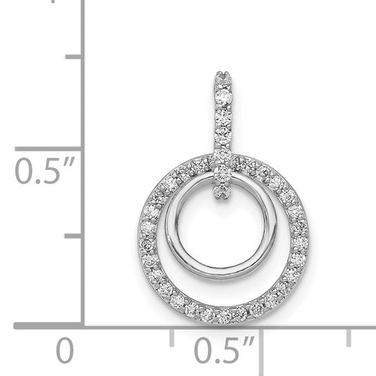 14K White Gold Double Circle Dangle 1/4 Carat Diamond Pendant