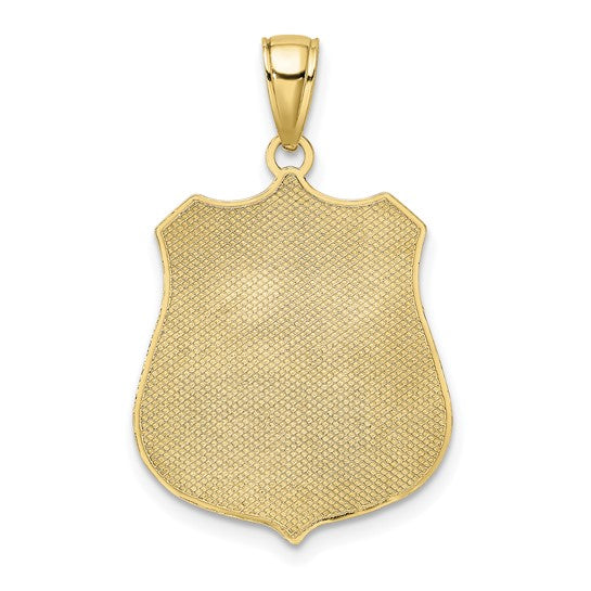 10K Police Cop Badge With Engravable Badge Number Pendant