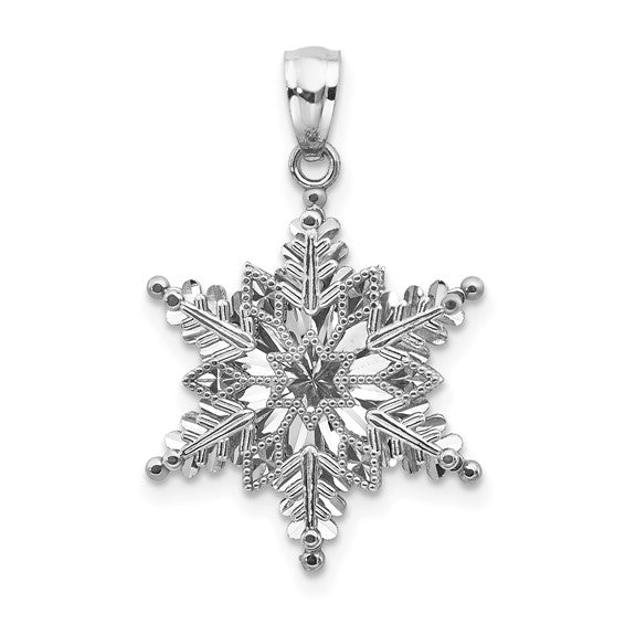 14K White Gold Snowflake Pendant