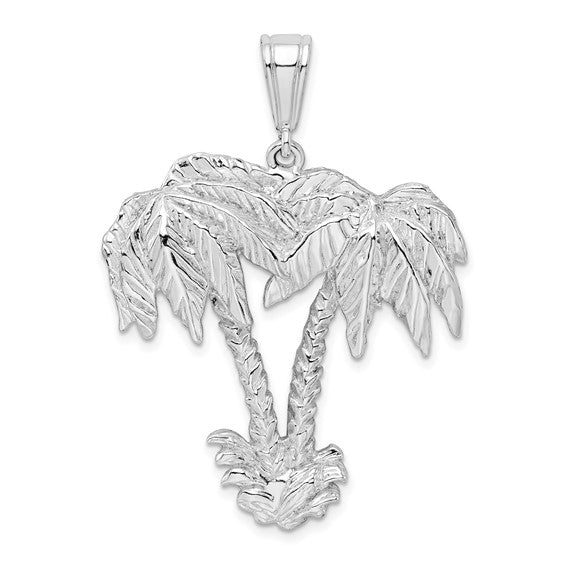 Sterling Silver Rhodium Plated Large Palm Tree Pendant