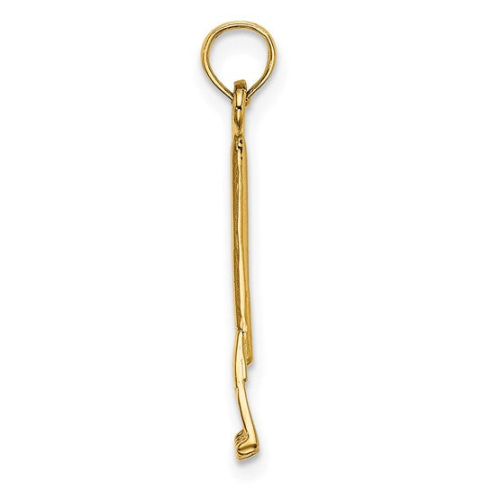 10K Yellow Gold Landscaper Leaf Rake 3D Pendant