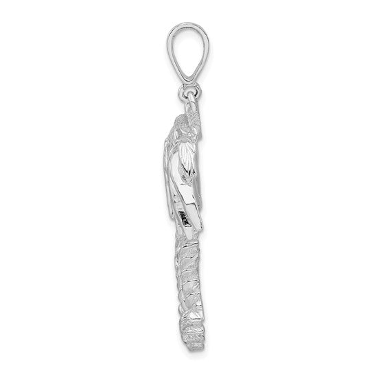 Sterling Silver Rhodium Plated Large Palm Tree Pendant