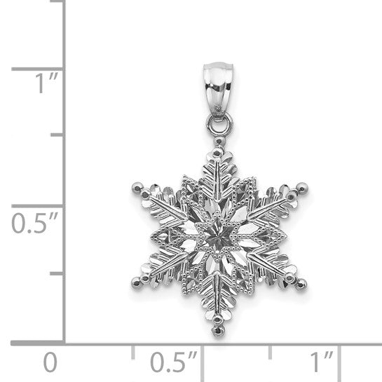 14K White Gold Snowflake Pendant