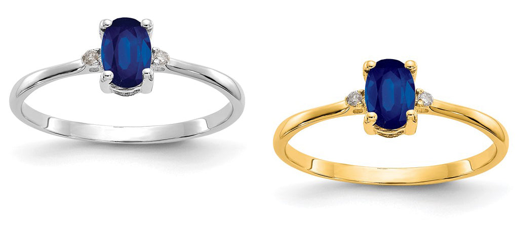 14K Yellow Gold White Gold Oval Natural Sapphire Ring