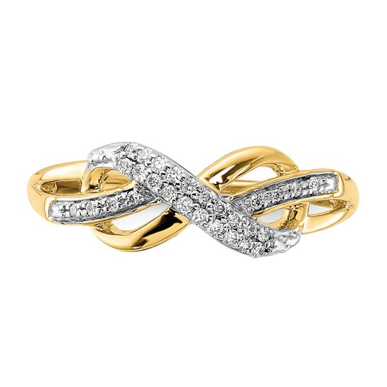 14K White/Yellow gold Lab Grown Diamond Infinity Twist Ring
