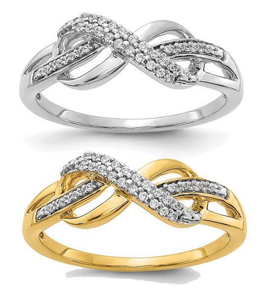 14K White/Yellow gold Lab Grown Diamond Infinity Twist Ring