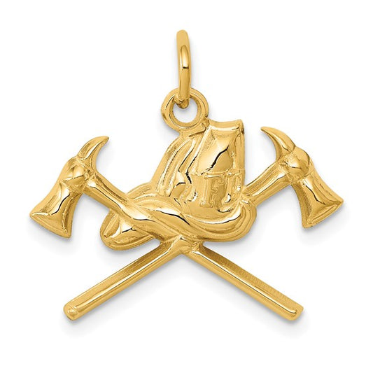 10K Yellow Gold Firefighter Insignia Pendant