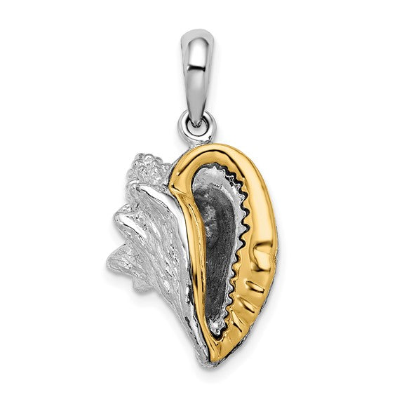 Sterling Silver 14K Gold Two Tone Conch Shell Pendant
