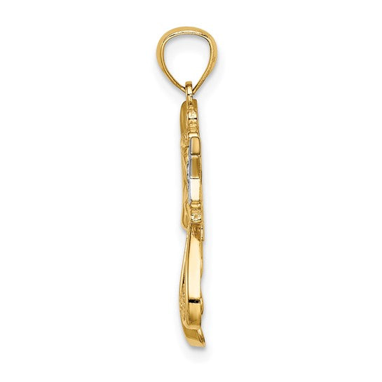 14K Yellow Gold Two Tone Angel Pendant